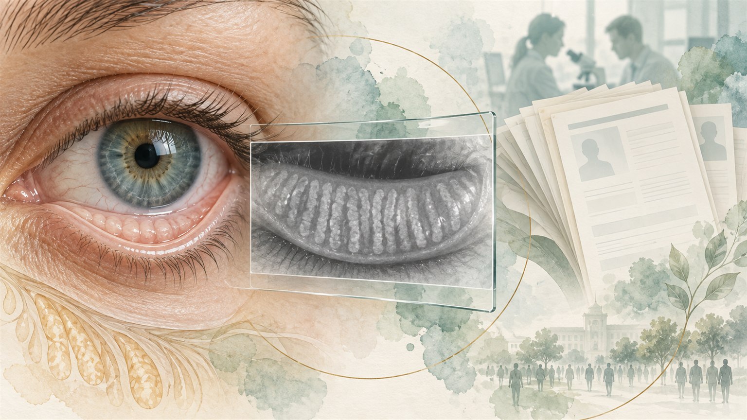 Eye beside eyelid gland imaging and clinical records